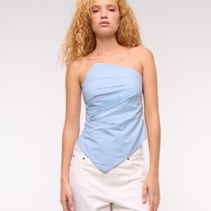 Abercrombie & Fitch Light Blue Strapless Handkerchief Hem Camisole